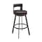 Armen Living Lynof Swivel Counter Stool in Brown Metal with Brown Faux Leather 840254335448 - alternate 1